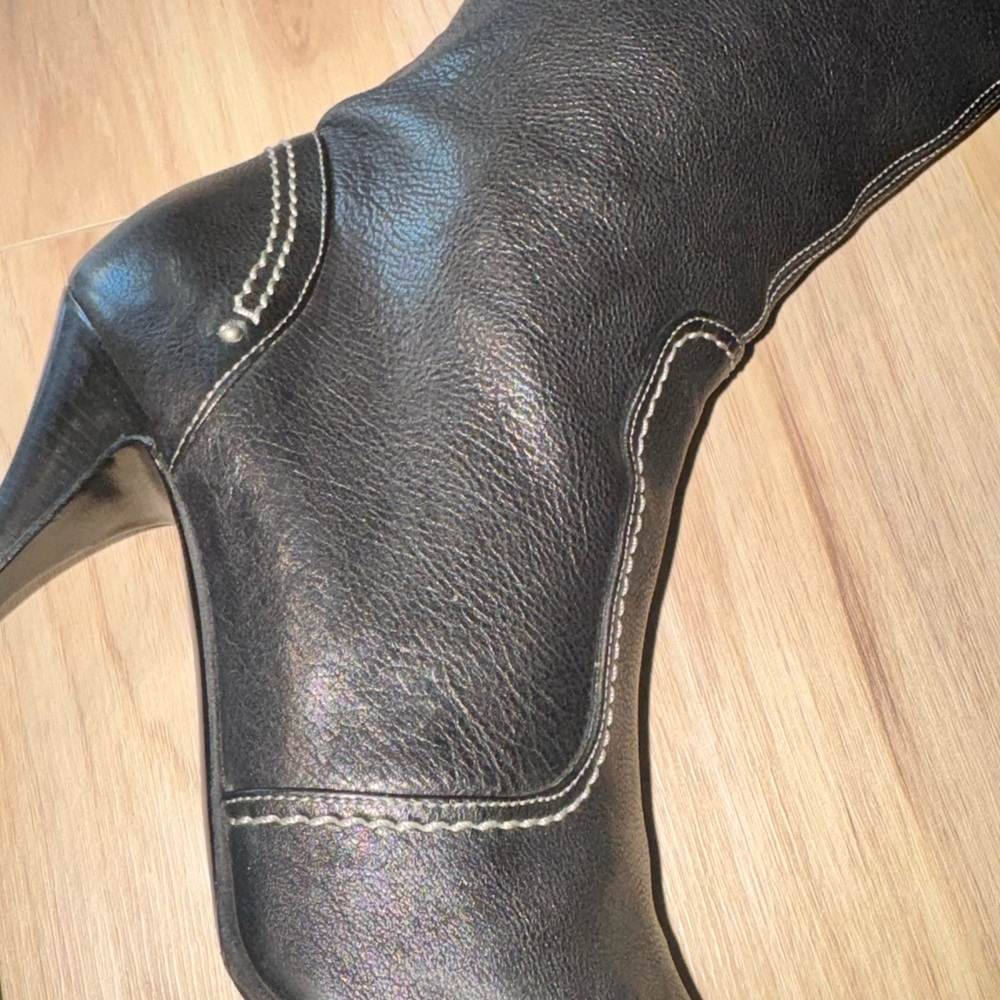 Bally Y2K Black Leather Knee High Boots | Pointed Toe | 3” Heel | EU 36.5 - Picture 10 of 15